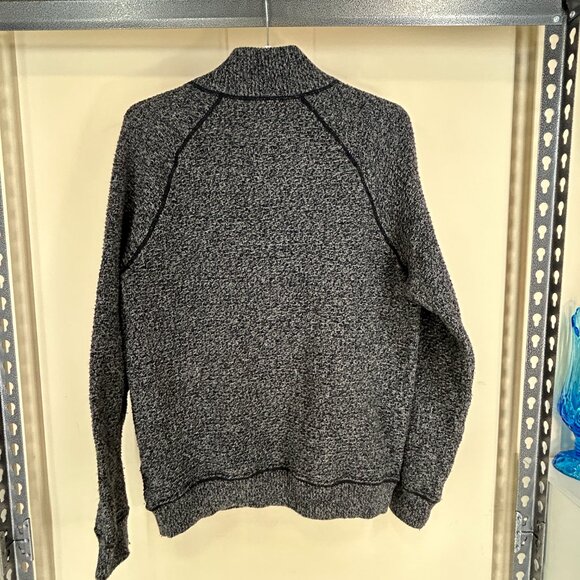 Banana Republic Mens Cotton Wool Black Gray Zip Front Cardigan Sweater Sz Large - Picture 8 of 12